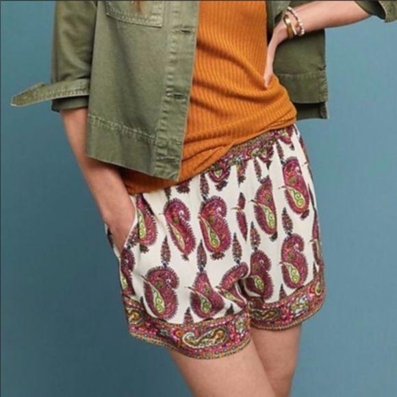 Anthropologie ett twa Scarf-Printed Shorts Size S - Picture 2 of 5